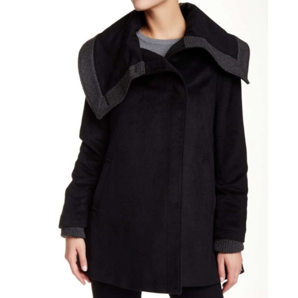 rachel roy // black drape collar coat